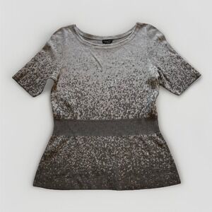 Ann Taylor Short Sleeve Sweater Top Women's Large Gray